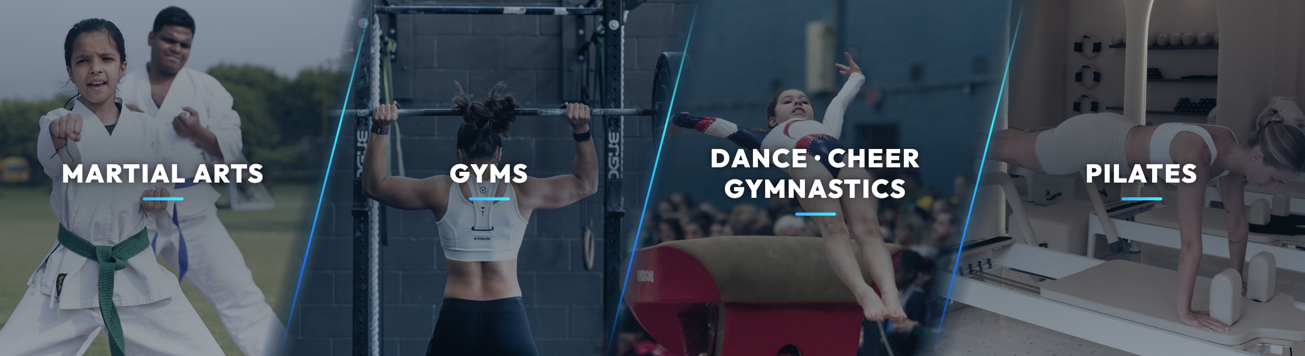 Industries 97Display serves: martial arts, gyms, dance, cheer, gymnastics, and Pilates