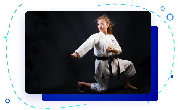 Martial arts student practicing a stance